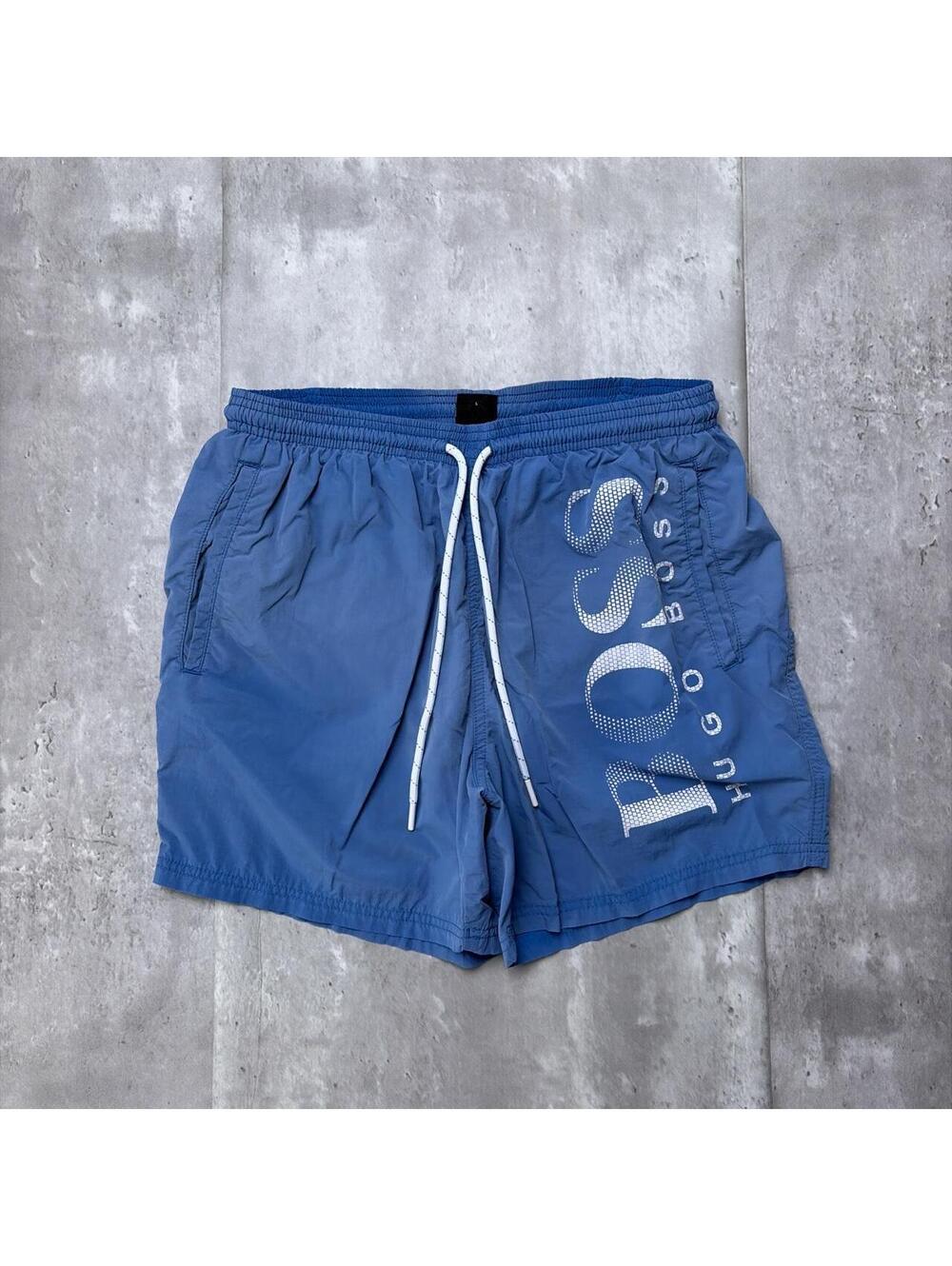 Y2K Blue Hugo Boss Surf Big Logo Board Shorts